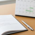 Elementos gráficos sutis que remetam a documentos (como um contrato aberto sobre uma mesa com uma caneta ao lado) ou um calendário com datas marcadas (de forma positiva, sem conotação de espera excessiva)
